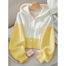 S 17222 Pink patch hooded sweater ��ɫƴ����ñë�¿羳��
