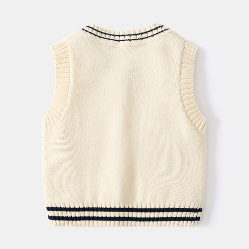 Autumn new boys' college style vest knitted vest pullover Korean style foreign style sweater British style embroidery