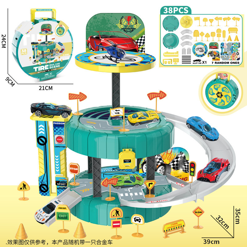 Comercio exterior aleación de niños coche de ingeniería de policía de bomberos coche de ingeniería militar rodante pista neumáticos bolsas de mano juguetes de estacionamiento