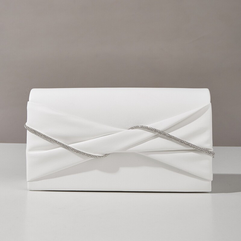 High-End Pleated Knotted Rhinestone Women's Evening Bag Banquet Party Clutch Bag Single Shoulder Crossbody Small Square Bag