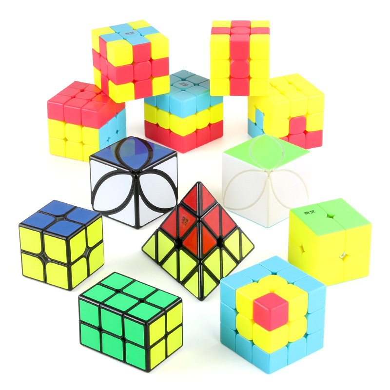 Qiyi serie de enseñanza para niños de educación suave rotación colorida hoja de arce Cubo de Rubik de tercer orden color sólido orden positivo juguete del cubo de Rubik