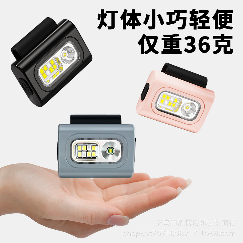 Lámpara de clip de chaqueta al aire libre transfronteriza multifunción camping pesca nocturna Lámpara de cabeza de carga USB Luz fuerte remoto LED faro