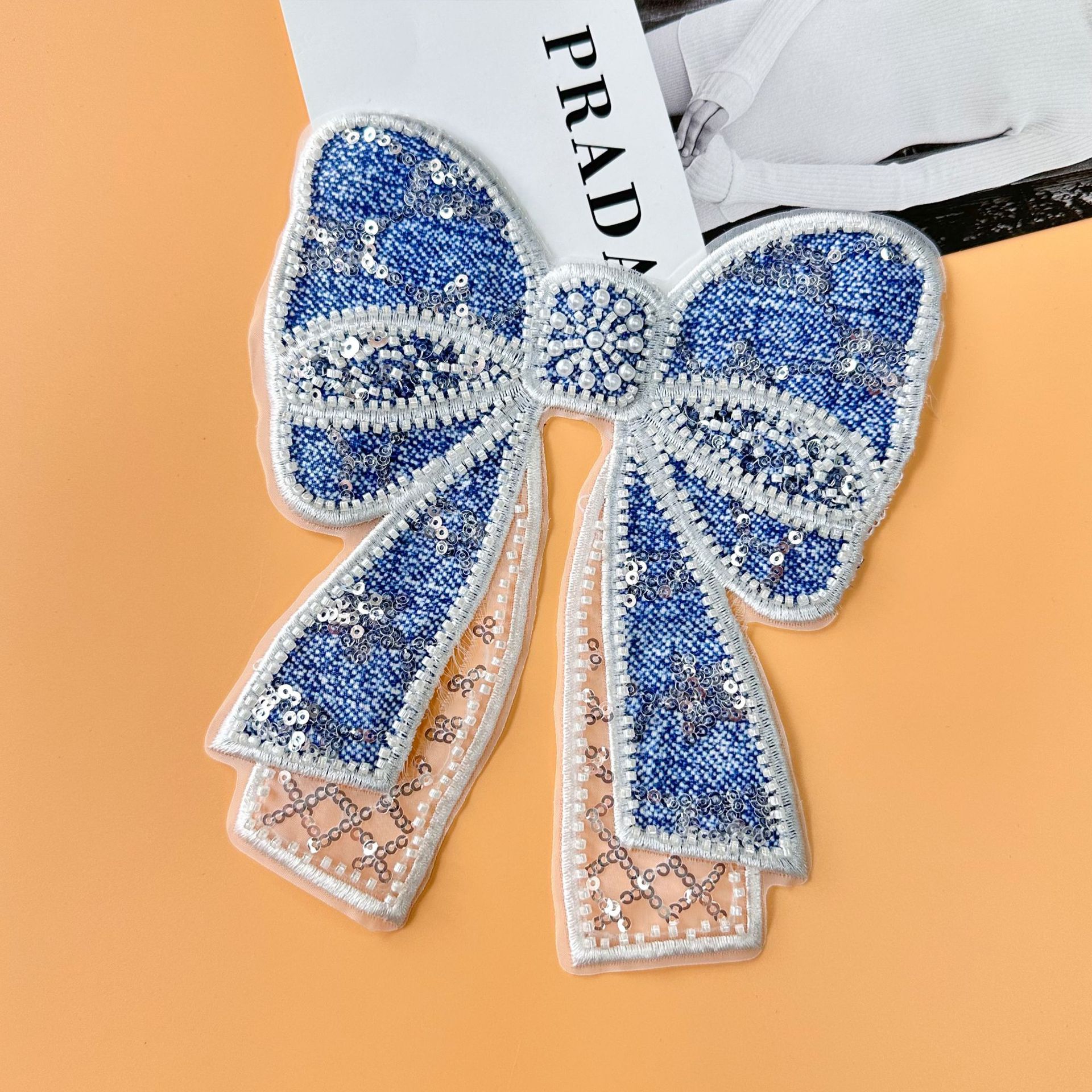 Nueva tela de malla de doble capa de vaquín sequinilla arco de tela decoración camiseta vestido tocado maleta image 3
