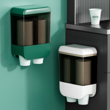 一次性自动取杯器家用办公室免打孔便捷水杯盒置物架收纳盒纸杯架