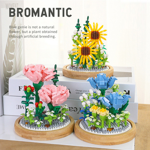 Compatible with LEGO eternal bouquet small particle assembly toy building blocks for girls rose educational ornaments institutional gifts