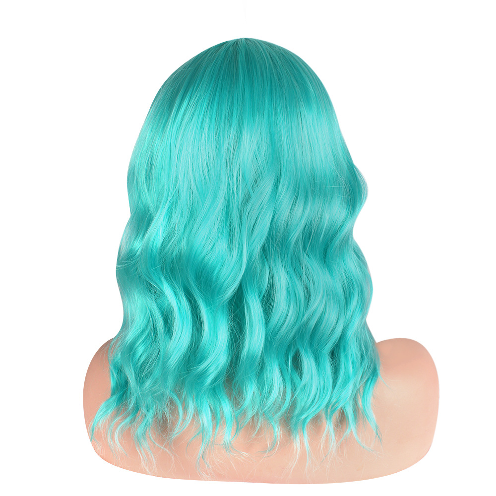 Parrucca sintetica Moda Donna Anatra mandarina Capelli corti Ondulazione dell'acqua Arricciata Frangia dritta_voghion.com