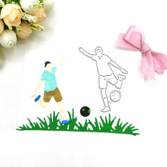 scrapbooking DIY切割刀模 碳鋼 壓花刀模模板男子草地上踢足球
