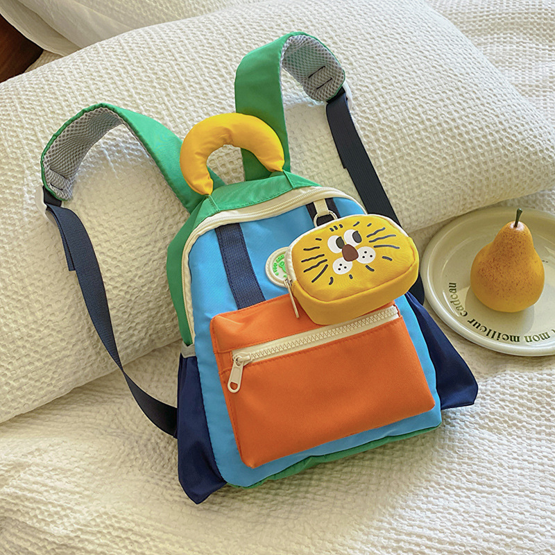 Mochila de jardín de infantes coreana, mochila pequeña para niños y niñas, 3-6 años, 9 mochilas para bebés, mochila de color de contraste de dopamina