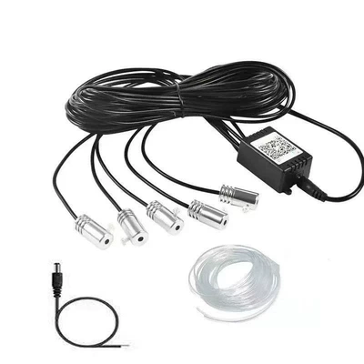 Car Led Ambient Light, Mobile App Control, Car Multi-Color Cold Light Guide Ambient Light, In-Car Color-Changing Decorative Light (Other lights) - app-style-wiring-connector-4-light-head-with-6m-fiber-optic-cable