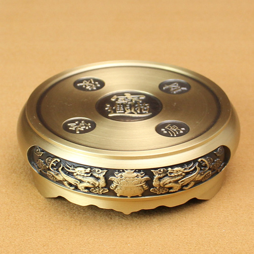 Brass base brass landscape base Chinese retro ornaments home plum blossom base small copper crafts