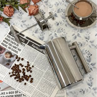 ✅ 304 French Press Pot, French-Style Hand-Brewed Coffee Pot, Restaurant and Cafe Double-Layer Stainless Steel Multi-Functional Hand-Brewed Coffee Pot