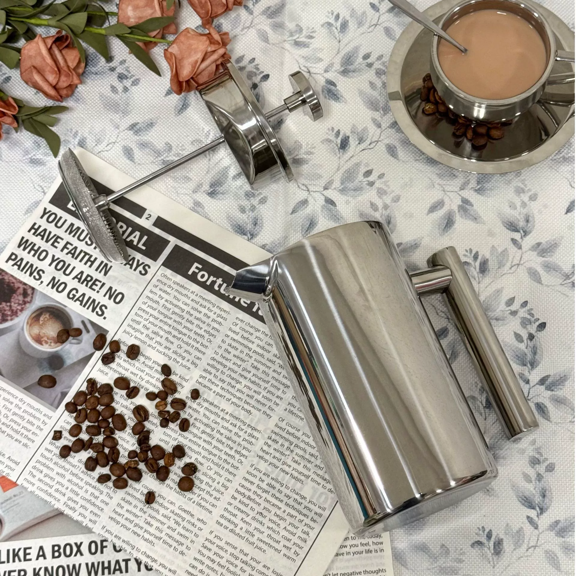 Двойная coffee-посудa из нержавеющей стали, французский стиль