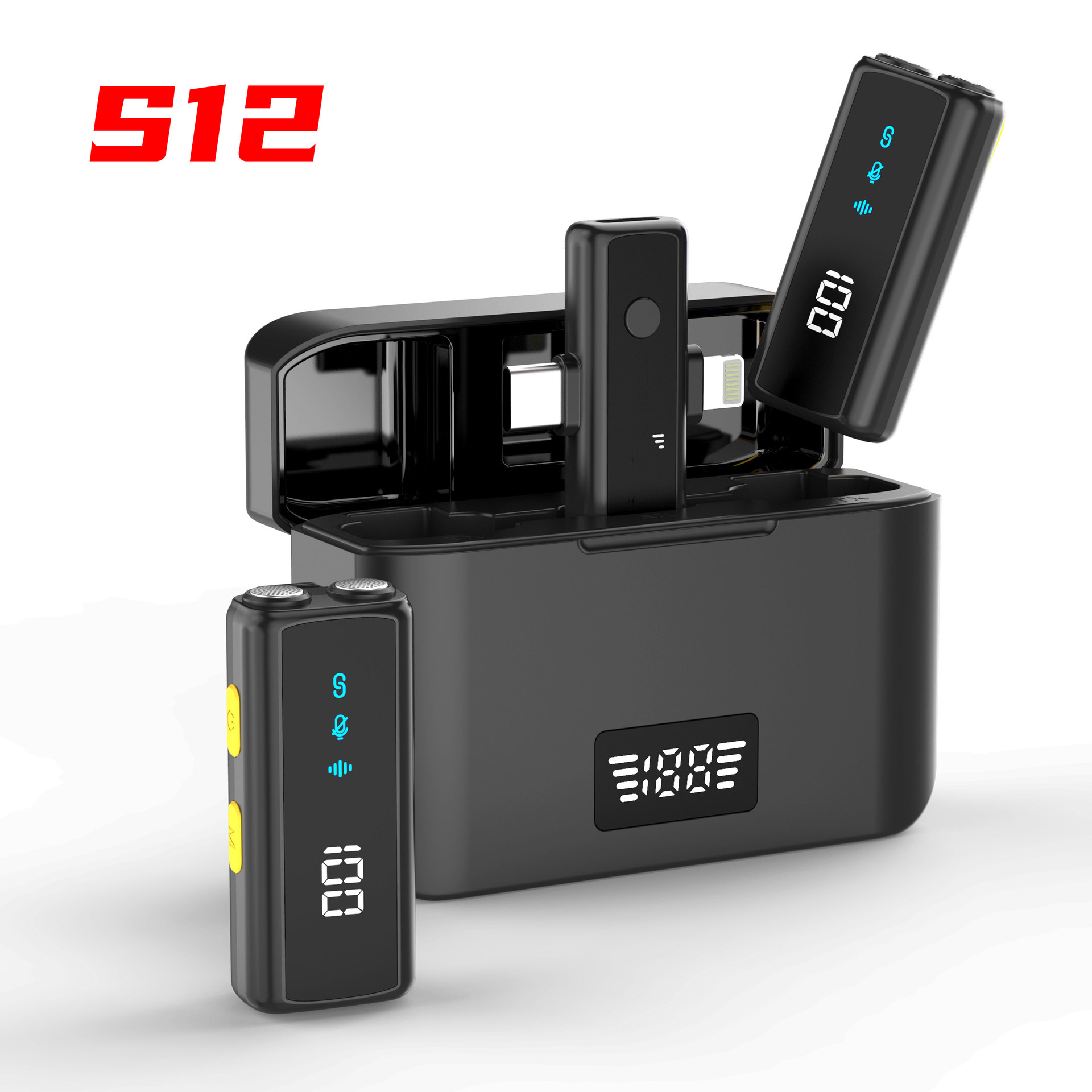 New Wireless Lavalier Microphone S12 Noise Reduction Reverb Outdoor Live Broadcast Long Battery Life Noise Reduction Microphone