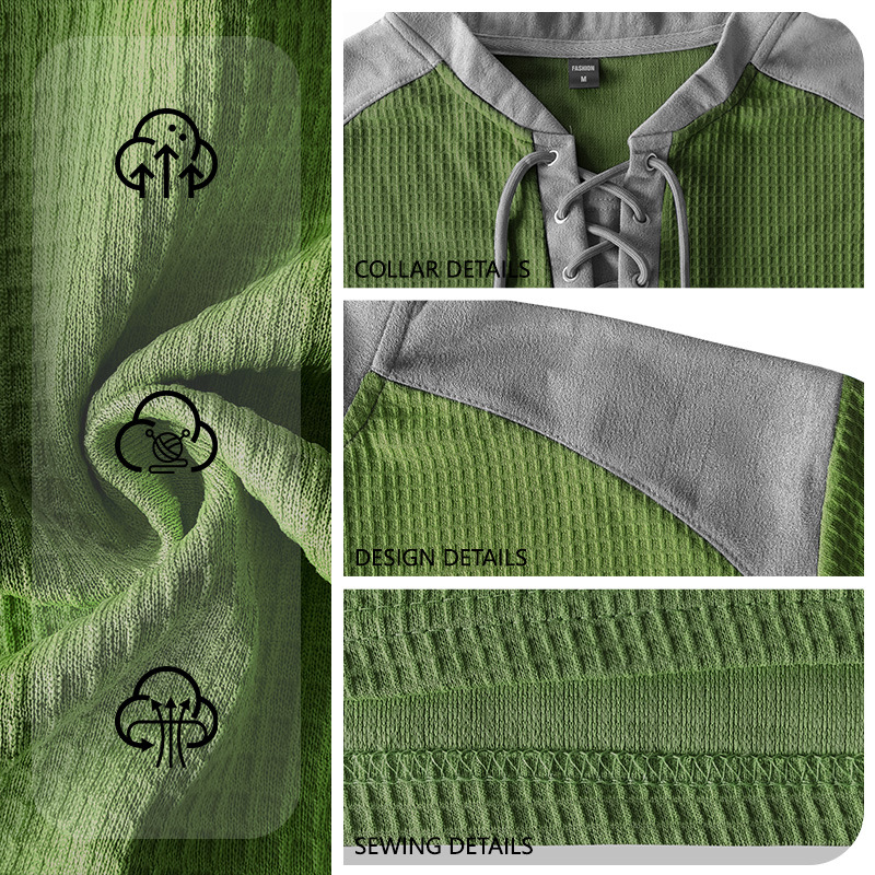 Europa y Estados Unidos transfronterizos hombres primavera y otoño correa chaqueta de color waffle manga larga ocio comercio exterior deporte chaqueta transpirable