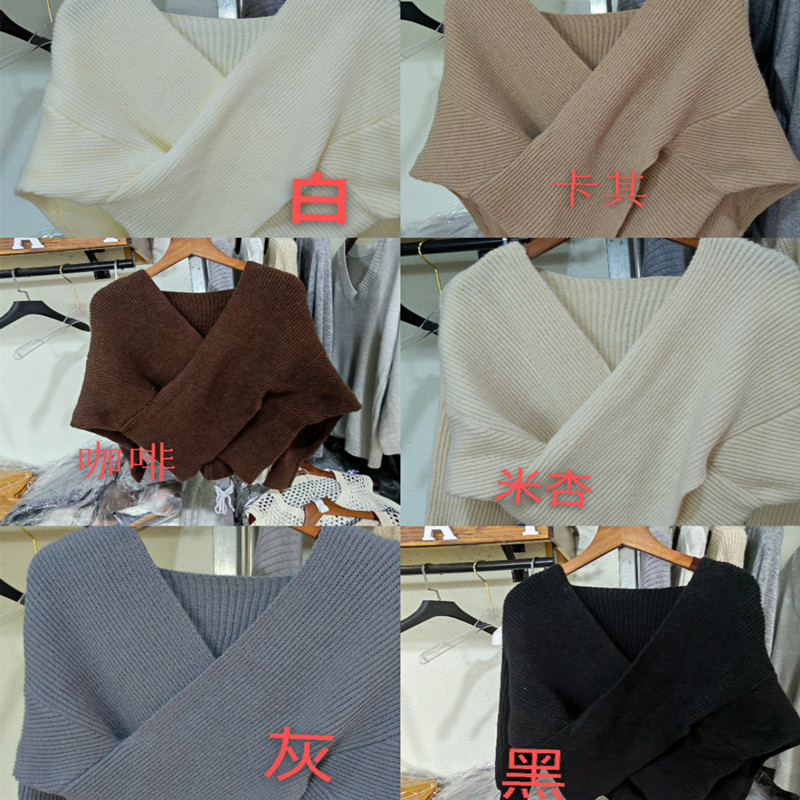 Suéter de punto holgado con cuello en V cruzado, estilo retro francés, chic coreano, para mujer, estilo corto, para otoño