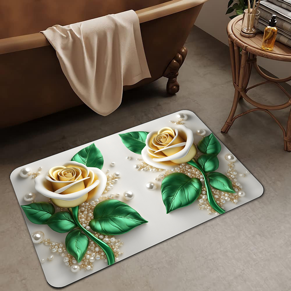 Alfombrilla de barro de diatomeas de flores tridimensionales de lujo ligero transfronterizo, alfombrilla de baño, alfombrilla de pie absorbente y antideslizante para el hogar, alfombrilla de entrada
