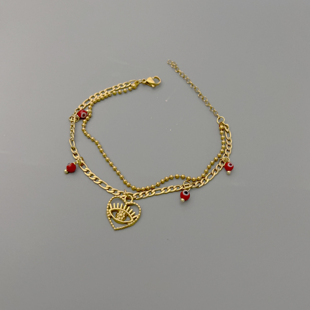 Retro Devilu0027S Eye Heart Shape Stainless Steel Plating Hollow Out Bracelets 1 Piece