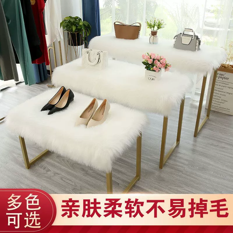 Плюшевый коврик для витрины магазина одежды, декоративный коврик для стола, тумбы, белый, имитация шерсти, скандинавский простой декор для дома