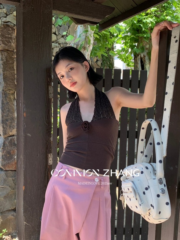 CZ ZHANG 純粋な欲望スタイルのレースステッチホルターネックキャミソール女性のスリムチューブトップ花柄ボトリングシャツ B33330|undefined