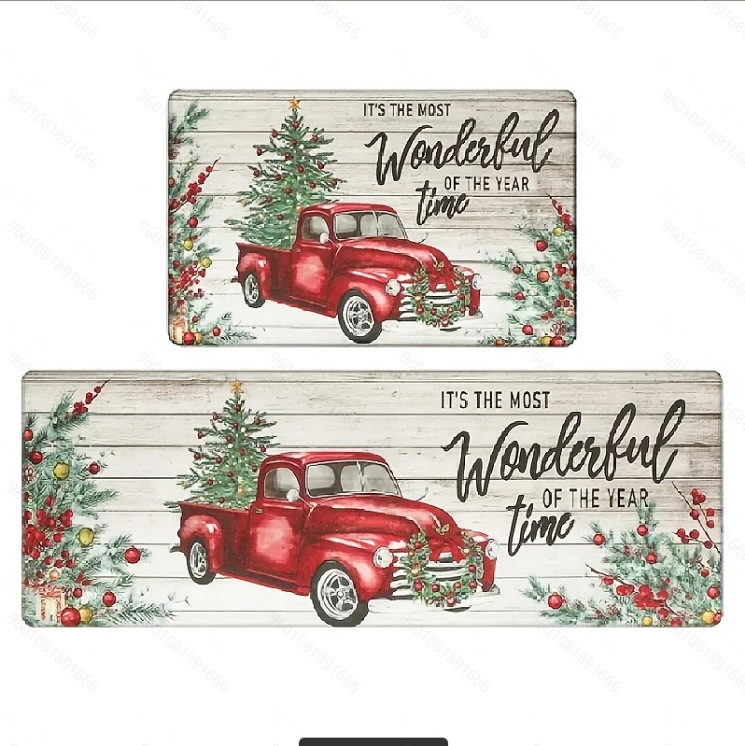 Cross-Border Temu Hot-Selling American Crystal Velvet Floor Mats, Kitchen Water-Absorbing and Oil-Absorbing Easy-Care Floor Mats, Two-Piece Set Can Be Shipped on Behalf of Others
