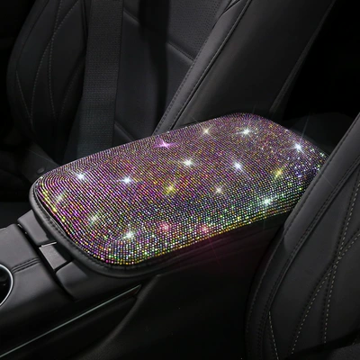 Car decorative rhinestone handbrake gear: Sürətlər qutusu və əl tormozu başlıqları - colored-diamond-armrest-cushion