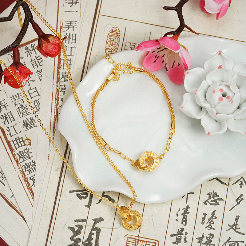 Nuevo collar de oro de arena vietnamita de estilo chino