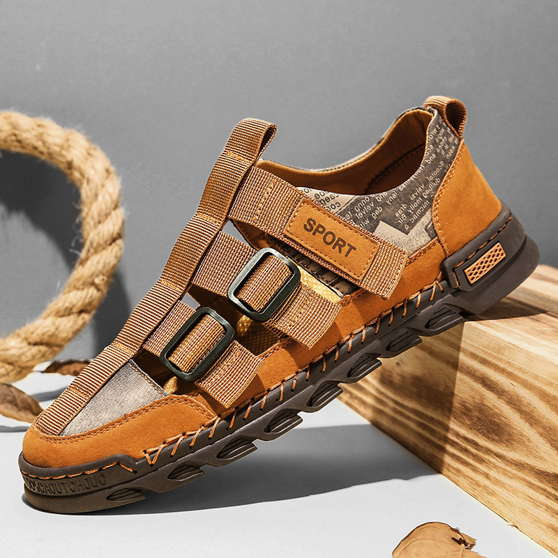 Foreign Trade Export Italian Big-Name Original Order Withdrawal High-End Genuine Leather Toe-Cap Sandals Men's Cut Out Hole Shoes for Outer Wear Foreign Trade Export Italian Big-Name Original Order Withdrawal High-End Genuine Leather Toe-Cap Sandals Men's Cut Out Hole Shoes for Outer Wear