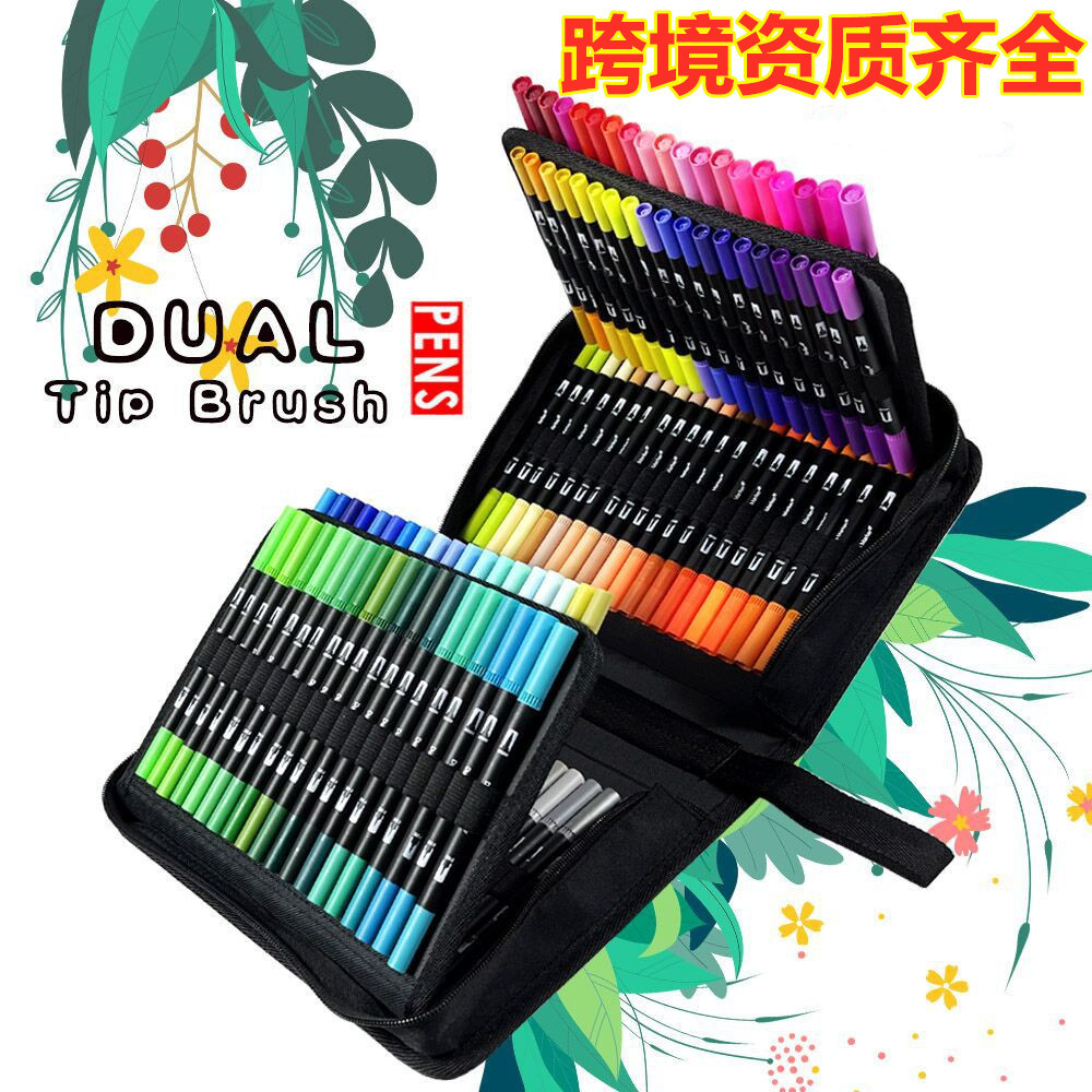 120 color 72 color 60 color de doble cabeza acuarela pluma traje de cabeza suave gancho pluma arte de los niños pintura cepillo pintura material suministros