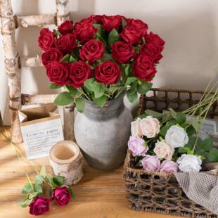 Home decoration pearl INS flannel rose artificial flower manufacturer festival wedding wall plant wall artificial flower cross-border
