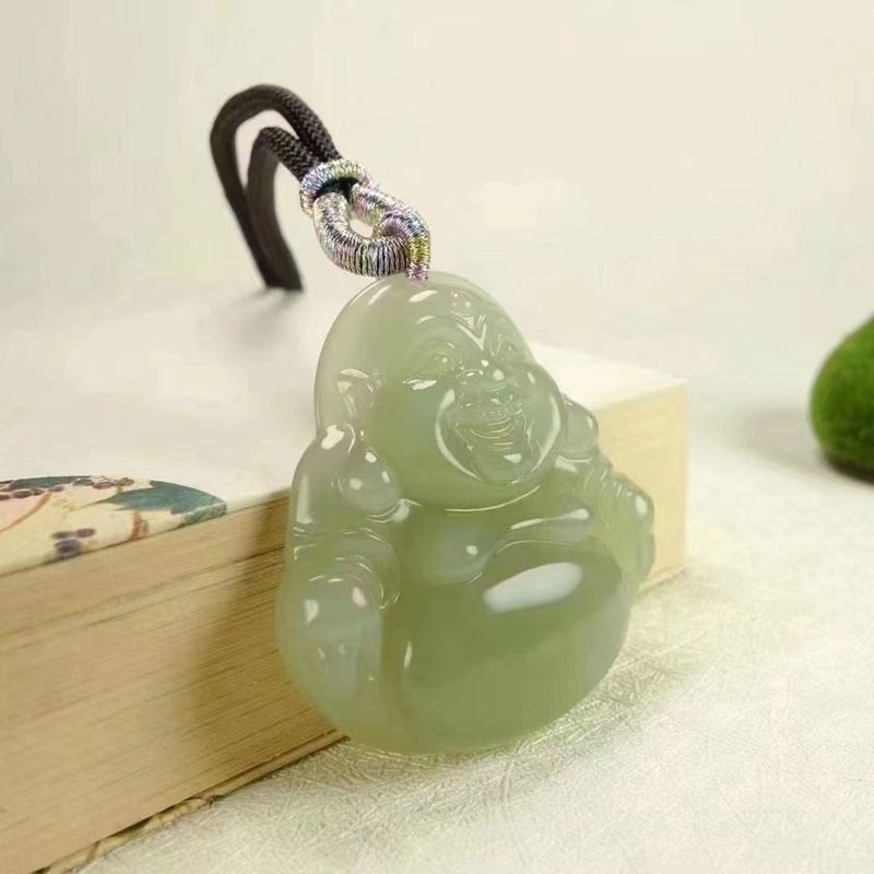 玉器工艺品天然新疆和田玉昆仑玉青白玉玉石笑佛挂件玉佛公吊坠