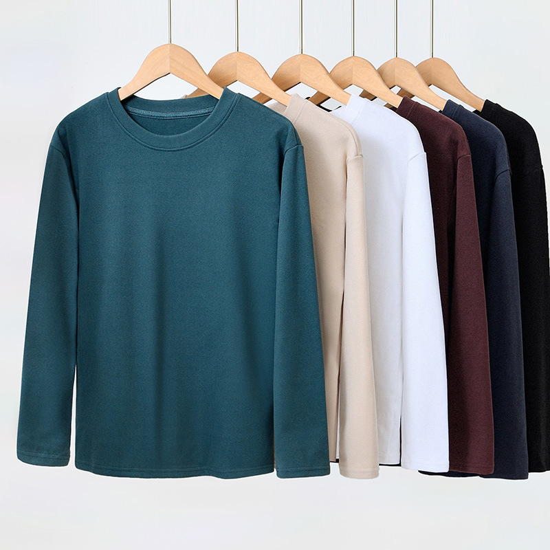 Non-Thickened 168 Men's and Women's regular Thickness Solid Color Base Shirt Autumn and Winter Sweater Men's Round Neck Base Shirt