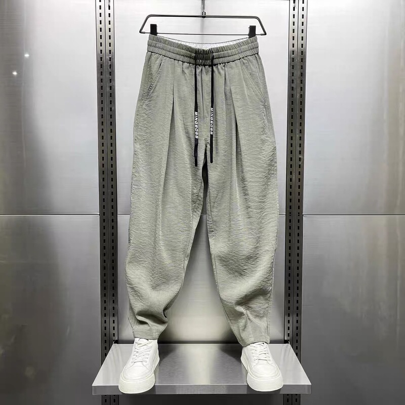 2025 Summer New Cotton and Linen Ultra-Thin Breathable Drape Casual Pants Men's Trendy Loose Pleated Harem Carrot Pants