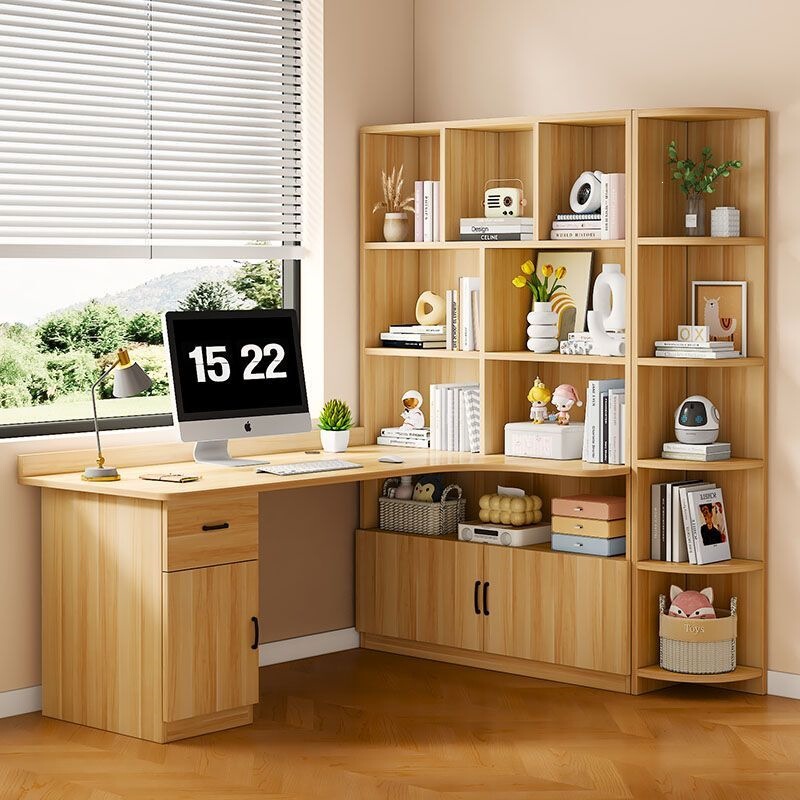 Solid Wood Corner Desk for Children's Bedroom, Home-Use Desktop Desk with Integrated Bookshelf, Double Gaming Desk, Corner Office Desk Solid Wood Corner Desk for Children's Bedroom, Home-Use Desktop Desk with Integrated Bookshelf, Double Gaming Desk, Corner Office Desk