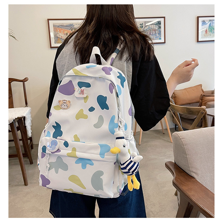 Korean Fashion Nylon Print Contrast Color Backpack Wholesale Nihaojewelry display picture 1