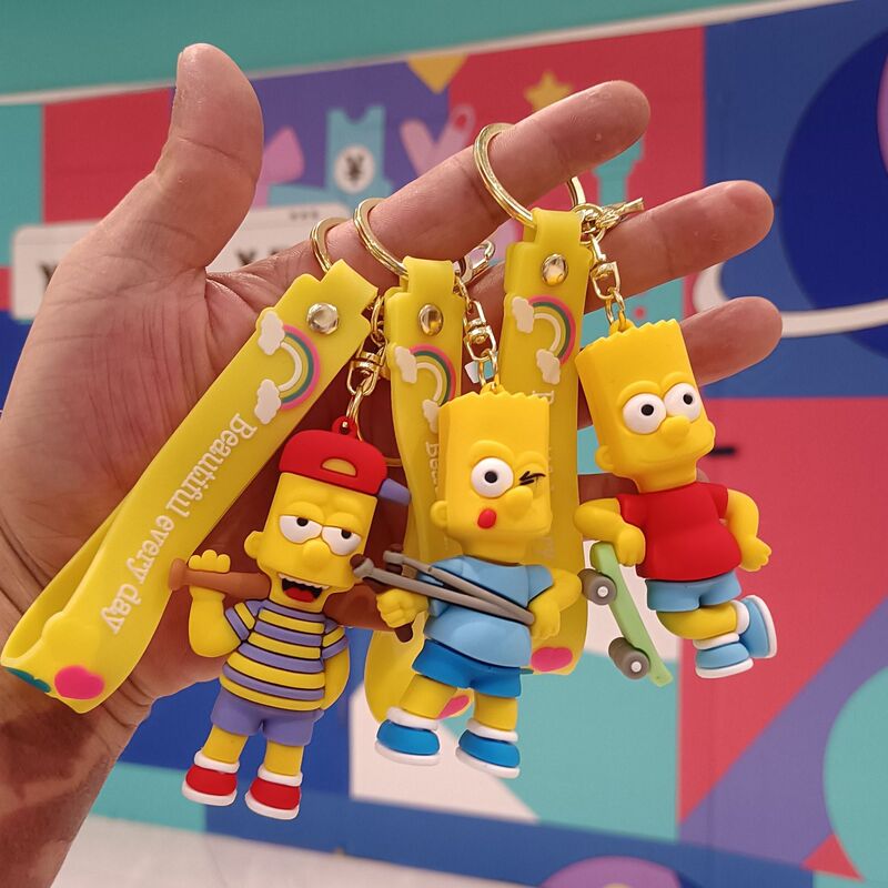 Cartoon Simpson Key Chain Doll Cute Couple Pendant Small Jewelry Doll Bag Pendant Car Keychain