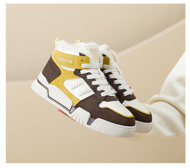 INS Trendy Plush Little White Shoes for Women 2023 Winter New Thick Sole Korean Edition Versatile Student Warm Cotton Shoes_voghion.com