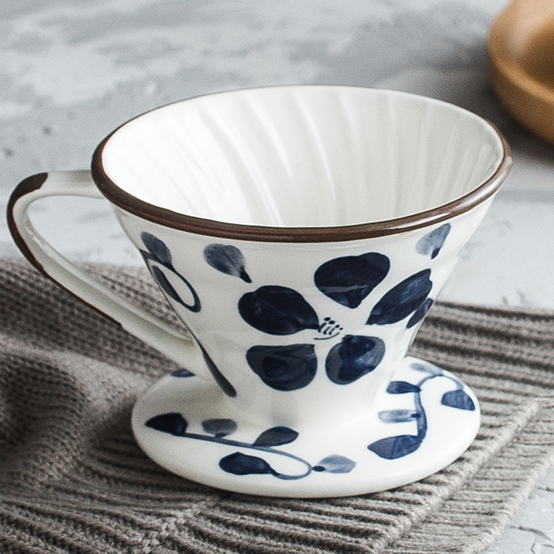 Blue and white porcelain hand-painted filter cup for 1-4 people