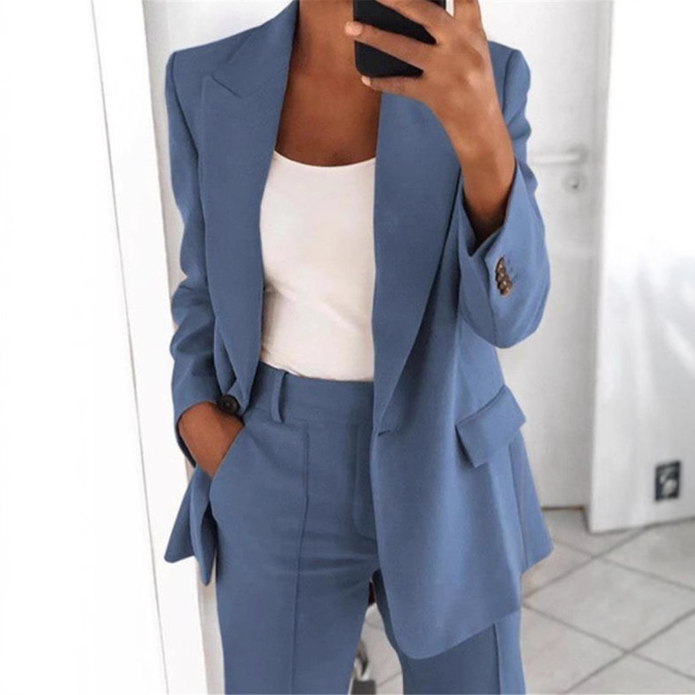Aliexpress Wish Amazon 2023 Autumn New European and American Fashion Lapel Slim Fit Cardigan Elegant Blazer for Women
