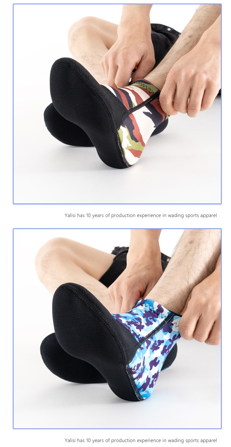 Camouflage 3mm Neoprene Diving Socks For Men Non-slip Water Shoes_voghion.com
