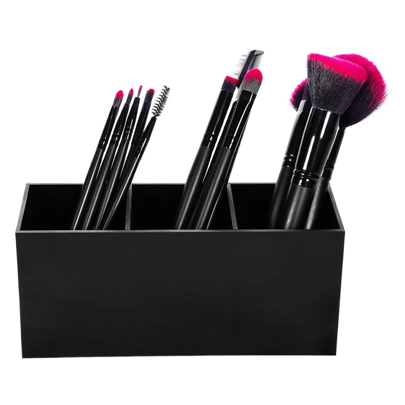 [Nuevo producto transfronterizo] 3-rejilla cepillo de maquillaje caja de almacenamiento tubo de inyección cepillo de maquillaje de escritorio ceja rejilla polvo cepillo tubo