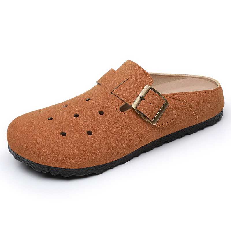 Zapatos de mujer de un pie, pantuflas de estilo nuevo de verano, zapatos Birkenstock transfronterizos de uso exterior de mujer, transpirables y cómodos, zapatos individuales de medio remolque para mujer