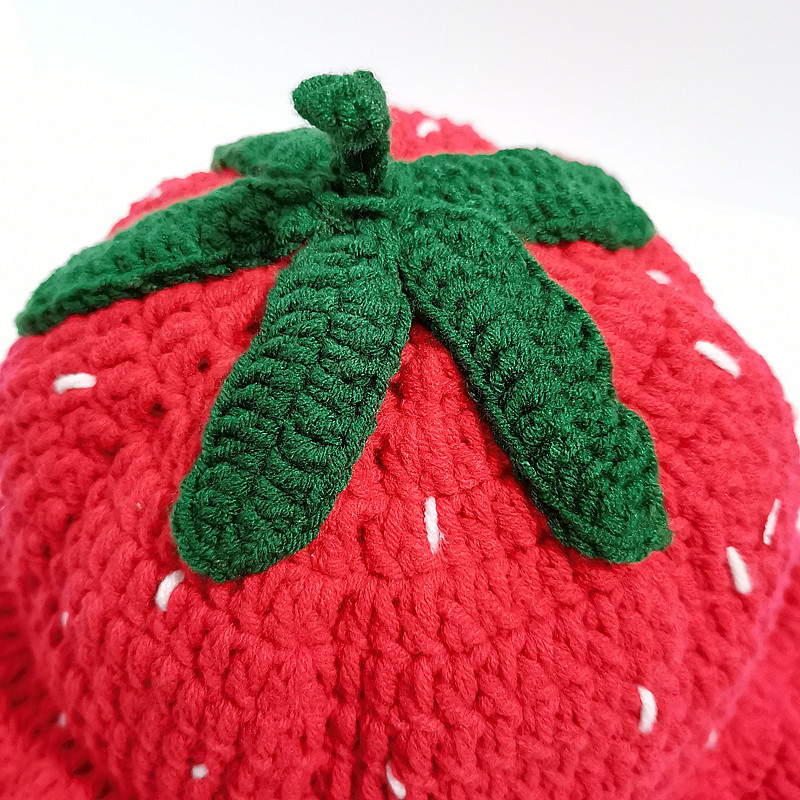 Maglia lavorata all'uncinetto fatta a mano transfrontaliera per donna, autunno e inverno, dolce e carino pescatore di fragole con bordo arricciato_voghion.com