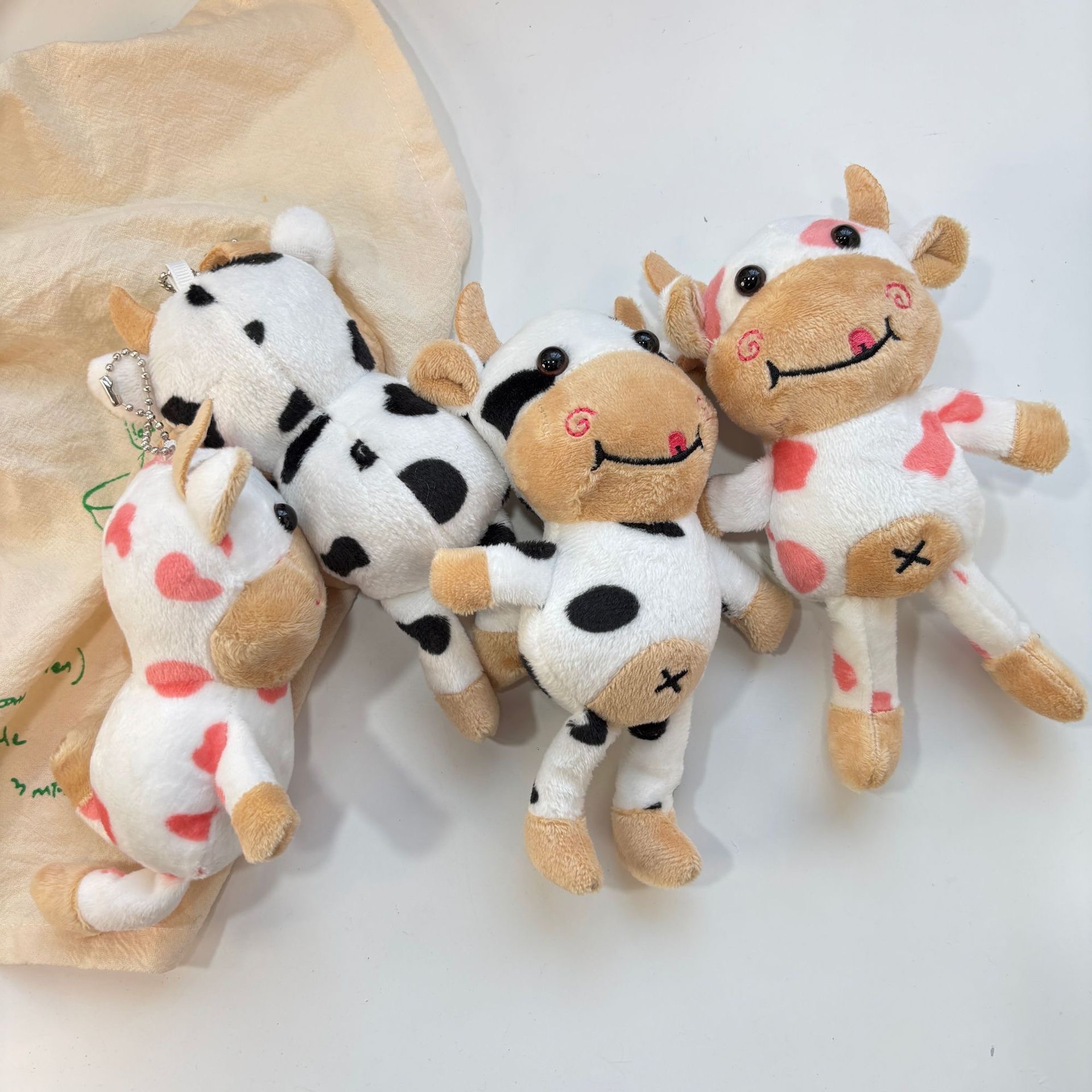 Plush Ugly Cute Cross-Legged Cow Doll Plush Toy Pendant Backpack Keychain Toy Doll Plushie Ornament Gift