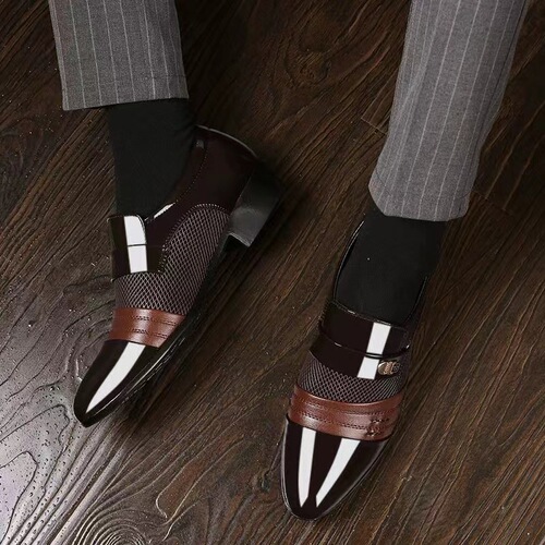 Men's Black Formal Leather Shoes Business Leisure British Style Shoes Summer Breathable Mesh Shoes Wholesale
