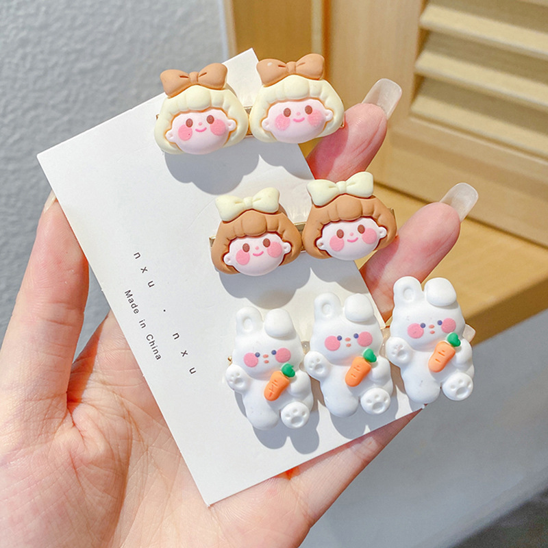 Lindo pequeño conejo blanco clip de horquilla celebridad en línea 2021 nuevo headwear hembra oso flequillo lateral clip horquilla