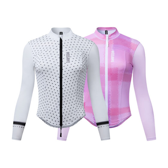 WOSAWE Women's High Elastic Slim-fit Slim-fit Thin Riding Long-sleeved Top Road Bike Spring and Summer Riding Suit