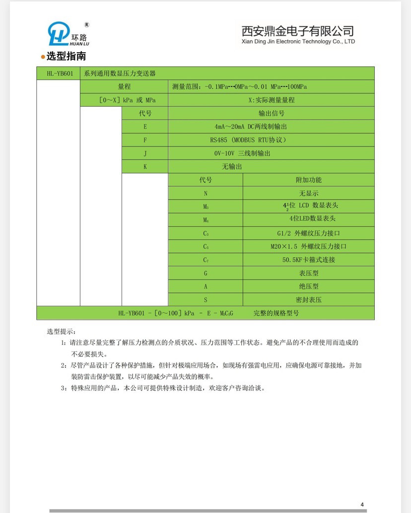 HL-YB601--4数显压力变送器