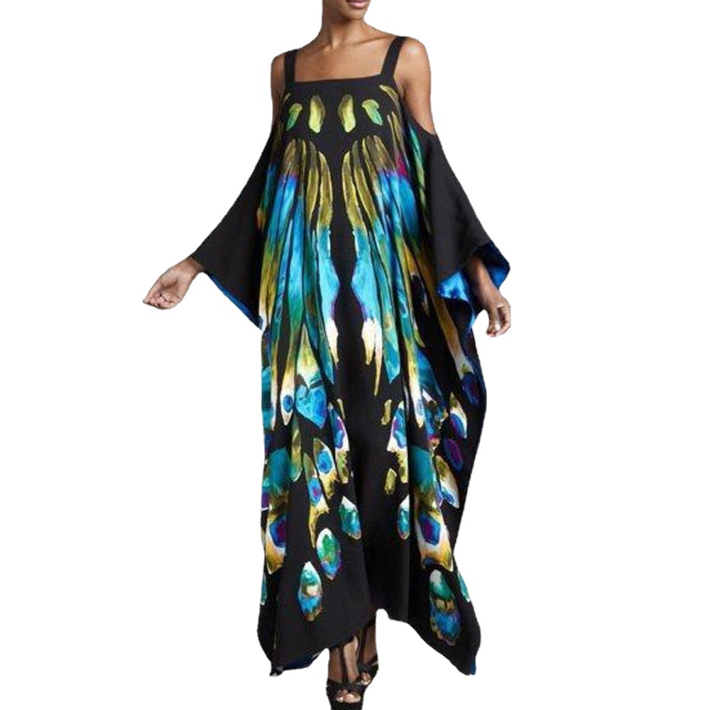 Cubierta de playa europea y americana de secado rápido Correa impresa Vestido de playa traje de vacaciones bikini vestido de encubrimiento 5D122