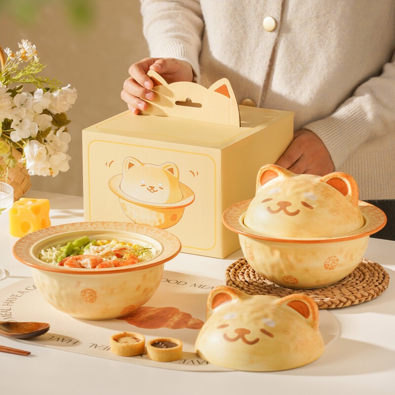 Cute and Beautiful Shiba Inu Ceramic Instant Noodle Bowl, Cartoon-Style, Adorable and Fun, Large Capacity Bowl for Girls, Suitable as a Gift Cute and Beautiful Shiba Inu Ceramic Instant Noodle Bowl, Cartoon-Style, Adorable and Fun, Large Capacity Bowl for Girls, Suitable as a Gift