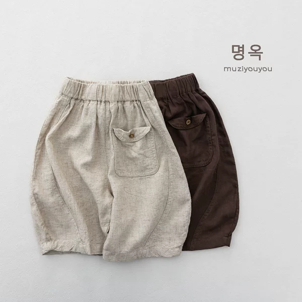 Children's Cotton and Linen Shorts, Boys' and Girls' Linen Texture Shorts, Versatile Thin Casual Pants for Toddlers and Kids, Suitable for Wearing Outside